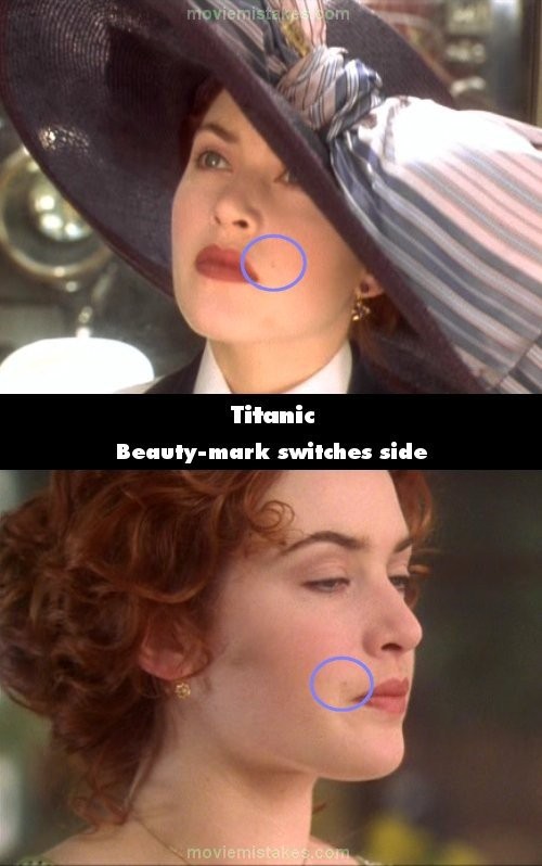 Nốt ruồi của nàng Rose trong siêu phẩm "Titanic" đã di chuyển từ trái sang phải